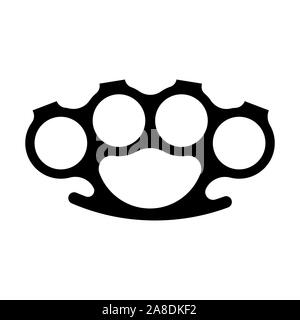 brass knuckles silhouette vector illustration on white isolated background Stock Vector