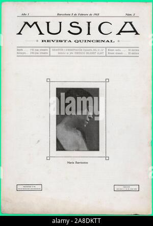Portada de la revista Música, editada en Barcelona, febrero de 1915. Maria Barrientos Llopis. Stock Photo