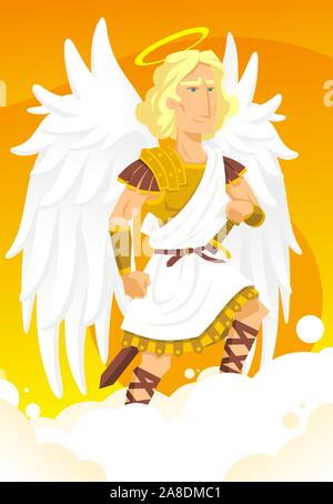 Arch angel Gabriel cartoon illustration Stock Vector