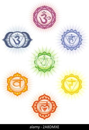 Chakras icon set Stock Vector