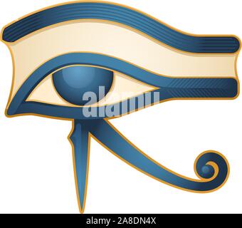 The Eye of Horus Egypt Deity, with Egyptian religious myth figure deity. Vector illustration cartoon. Stock Vector