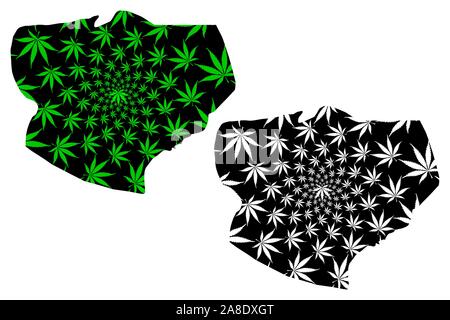 Kasai-Oriental Province (Democratic Republic of the Congo, DR Congo, DRC, Congo-Kinshasa) map is designed cannabis leaf green and black, Kasai Orienta Stock Vector