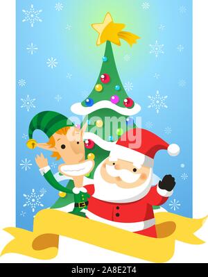 Christmas characters cartoon banner design Stock Vector