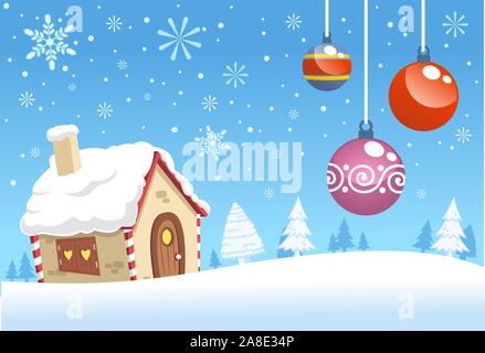 Christmas house decoration background design Stock Vector