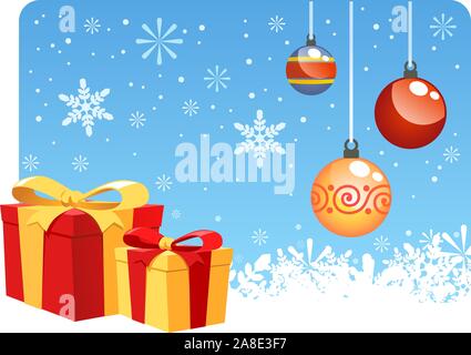 Christmas scene with presents Stock Vector