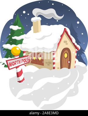 Santas house in the north pole Stock Vector