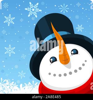 Snowman close up background design Stock Vector