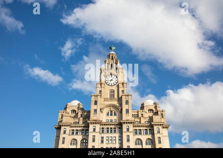 Liverpool, UK - October 30 2019: View of the iconic Royal Liver Building in Liverpool, UK Stock Photo