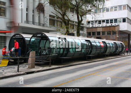 Curitiba bus rapid transit BRT system bus stop Stock Photo - Alamy