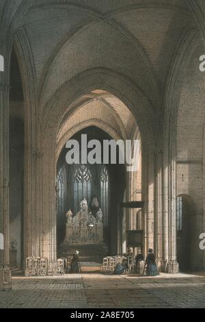 Chapel of Notre Dame of the Immaculate Conception, Nantes, France, late 19th century. Interior view of the church which was dates from 1470. It was originally known as the Chapel of St Anthony of Padua, and then as the Chapelle des Minimes. From &quot;Nantes Et La Loire-Inf&#xe9;rieure&quot;, (&quot;La Ville de Nantes et la Loire-Inf&#xe9;rieure&quot;, 1898?) Stock Photo