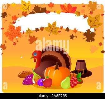Thanksgiving day food vector banner Stock Vector