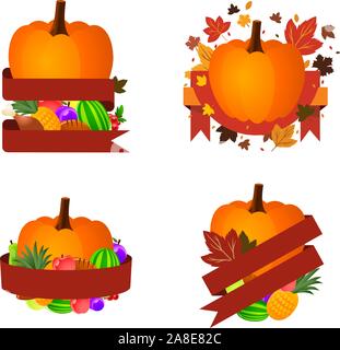 Autumn pumpkins banner designs Stock Vector