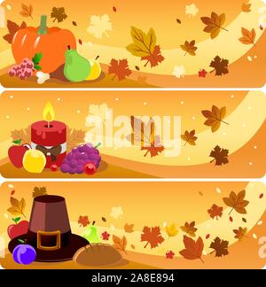 Thanksgiving day banner illustrations Stock Vector