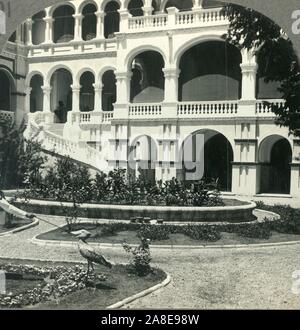 'Sirdar's Palace (on Site of General Gordon's Heroic Death) - On Lawn, Shoebill Stork, Africa's Rarest Bird, Khartoum, Alglo Egyptian Sudan', c1930s. The Governor's Palace in Khartoum was rebuilt by Lord Kitchener from 1898 and served as the seat of an Anglo-Egyptian Sudan government until 1956. General Gordon, Governor-General of Sudan, died on the steps of the palace fighting the Ansar. From &quot;Tour of the World&quot;. [Keystone View Company, Meadville, Pa., New York, Chicago, London] Stock Photo