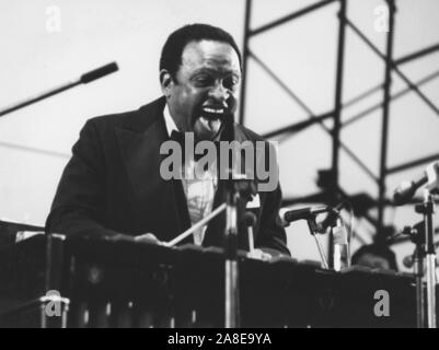 Lionel Hampton Big Band, Capital Radio Jazz Festival, Knebworth, Herts, 1982. Hampton was an American jazz vibraphonist, pianist, percussionist, bandleader and actor. Stock Photo