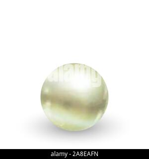 Realistic shiny sphere gem isolated on white background. Round vector 3d pearl. eps 10 Stock Vector