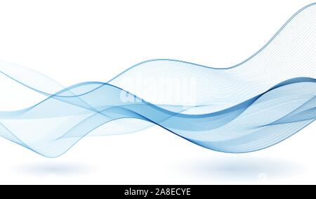Blue wavy lines on a white background. Abstract wave background. eps 10 Stock Vector