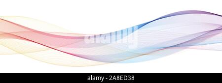Blue and red lines in the shape of an abstract wave in a circle. Frame, background, design element. eps 10 Stock Vector