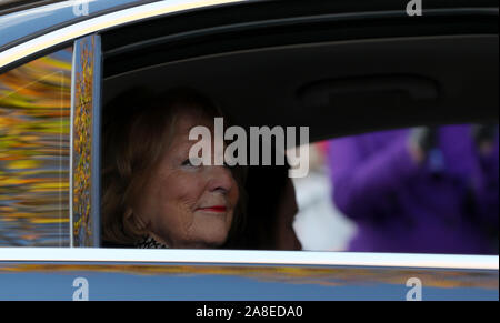 Kathleen Watkins, wife of the celebrated broadcaster Gay Byrne, leaving St. Mary's Pro-Cathedral in Dublin following his funeral service. Stock Photo