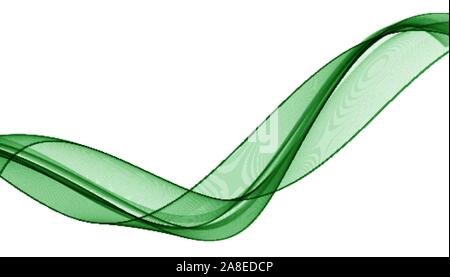 Green wavy lines on a white background. Abstract wave flow. eps 10 Stock Vector