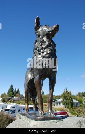 Sheep dog statue, Lake Tekapo, South Island, New Zealand Stock Photo