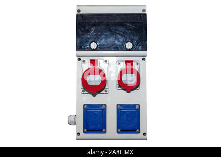 Power distribution box, one and three phases, isolated on a white background with a clipping path. Stock Photo