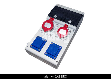 Power distribution box, one and three phases, isolated on a white background with a clipping path. Stock Photo