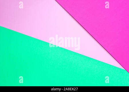 Pink, purple and green mint blue pastel paper color for background. Copy space. Flat lay, top view. Stock Photo
