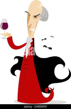 Count Dracula drinking blood cartoon illustration Stock Vector