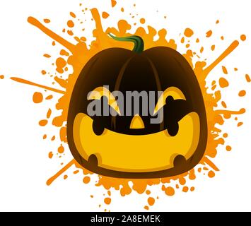 Halloween cartoon pumpkin splash Stock Vector