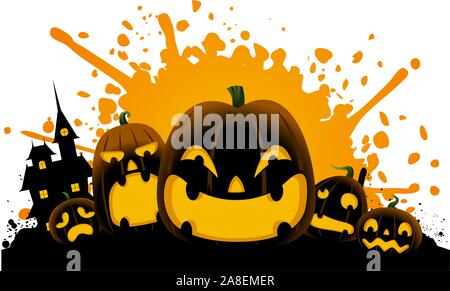 Halloween carved pumpkin scary splash Stock Vector