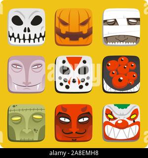 halloween monster cartoon icon illustrations Stock Vector