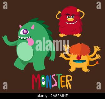 Cute monster vector cartoon set Stock Vector