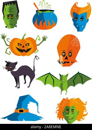 halloween monster cartoon icon illustrations Stock Vector