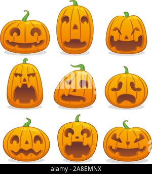 Halloween pumpkin head icon avatar collection Stock Vector