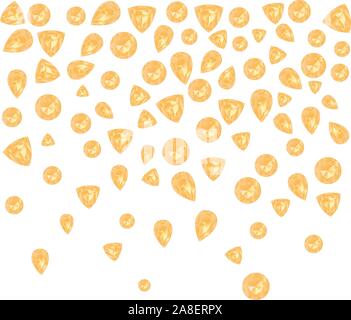 Precious gemstones, crystals of yellow color in different shapes collection. Stock Vector