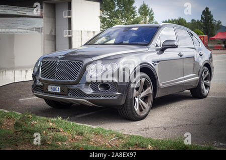 MONTMELO, SPAIN-SEPTEMBER 29, 2019: Bentley Bentayga W12 at city streets Stock Photo