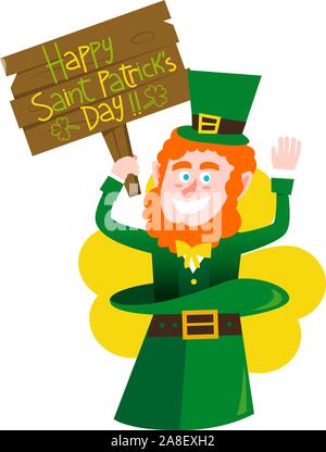 Saint patrick´s Day elf holding banner Stock Vector