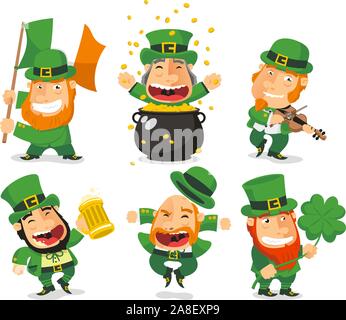 Saint patrick´s Day cartoon elves collection Stock Vector