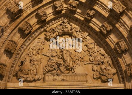 Cathedral - Tympanum of the door of the Assumption, Seville, Region of Andalusia, Spain, Europe.