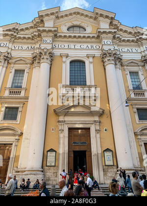 Rome, Italy - 13 October 2019: Basilica of SS. Ambrose and Charles on the Corso, a 17th-century house of workshop including a dome, apse & rich interi Stock Photo