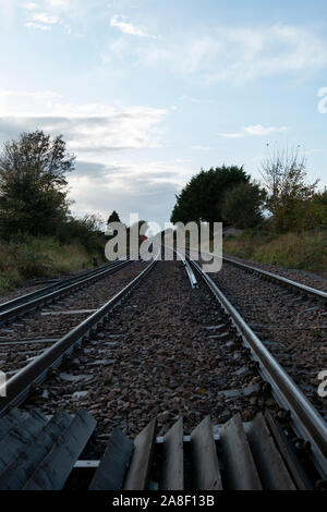 Railway tracks in West Sussex, UK Stock Photo