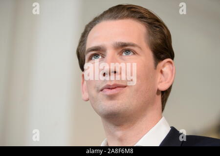 Vienna, Austria. 08th November, 2019. Chairmann of ÖVP Sebastian Kurz on the occasion of an exploratory talk to evaluate possibilities for coalition building by ÖVP and the Green Party at Winterpalais Prinz Eugen, Himmelpfortgasse 8 on November 8, 2019 in Vienna. Credit: Franz Perc/Alamy Live News Stock Photo