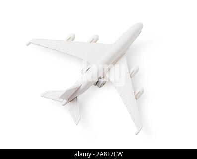 White toy airplane isolated on white background Stock Photo