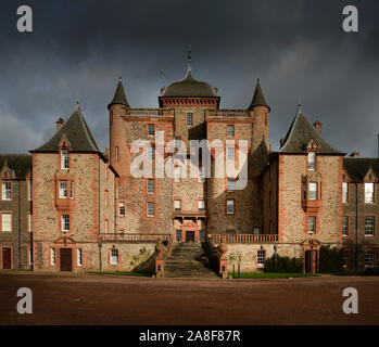 The imposing facade of Thirlestane Castle near Lauder in the Scottish Borders. Stock Photo