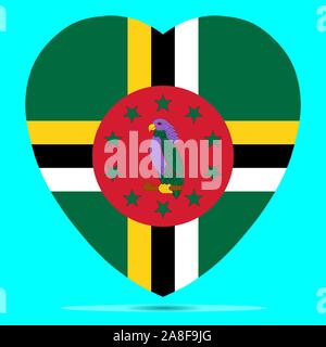 Dominica Flag In Heart Shape Vector illustration. EPS10. Stock Vector