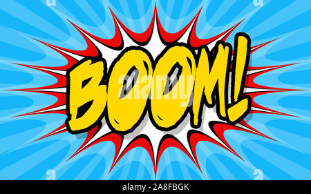 Boom pop art poster, comic book writing or sign Stock Photo
