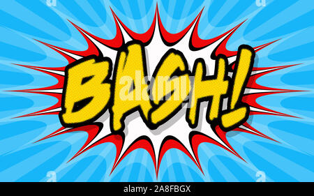 Bish, bash, bosh pop art poster, comic book writing or sign Stock Photo