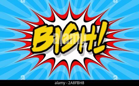 Bish pop art poster, comic book writing or sign Stock Photo
