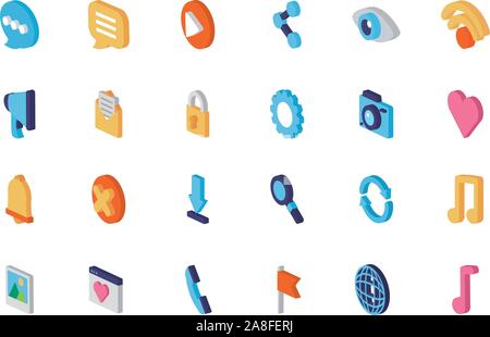 Isolated and isometric icon set vector design Stock Vector